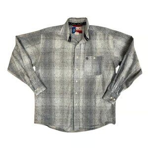 Wrangler George Straight Cowboy Cut Collection Button Down Shirt Mens Large Blue